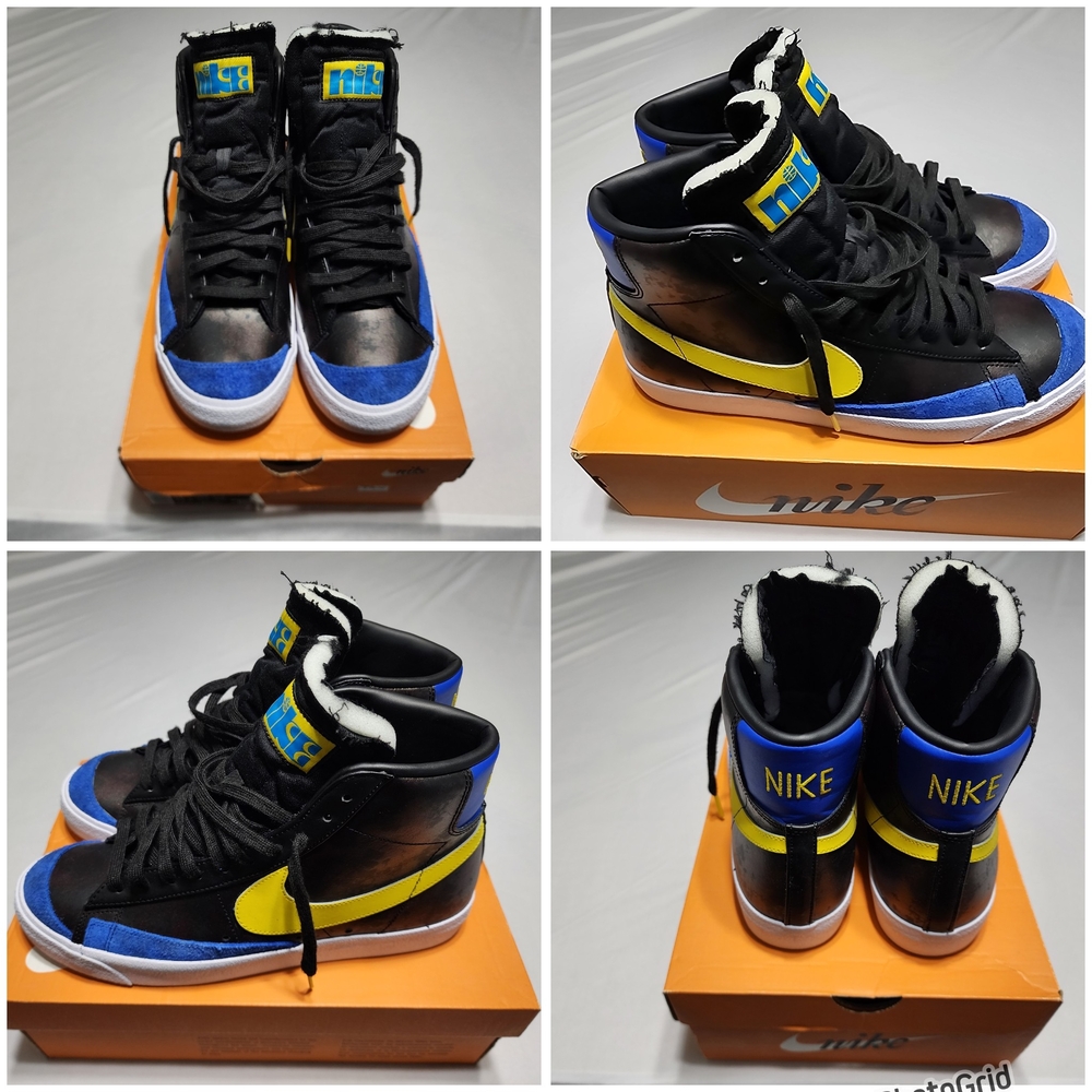 Nike Black and Blue High-Top Sneakers